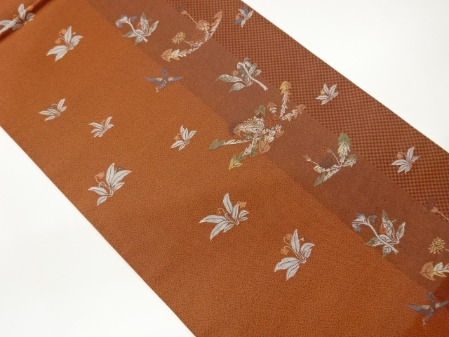 JAPANESE FUKURO OBI / WOVEN FLORAL PLANTS